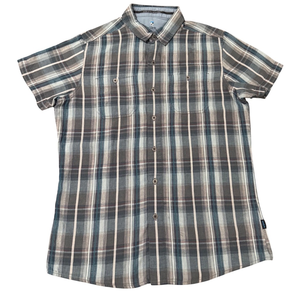 KUHL Mens Plaid Button Down Short Sleeve Shirt Tapered Fit‎ Small
